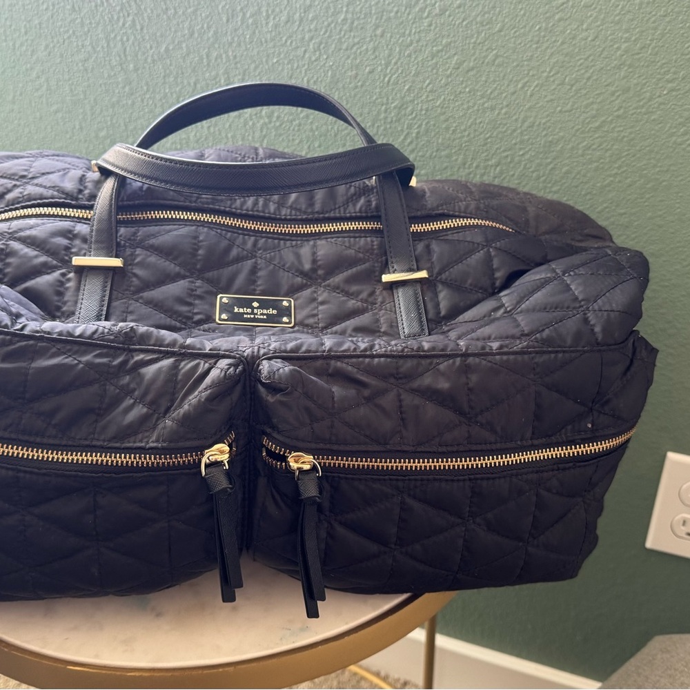 Kate Spade Quilted Black Bag with Gold Accents